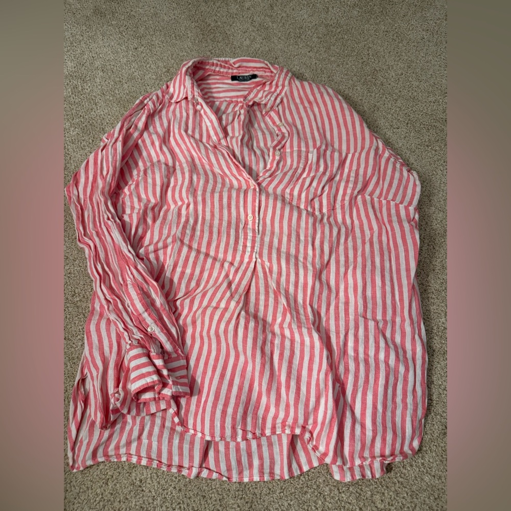 Ralph Lauren Pink and White Striped Shirt
